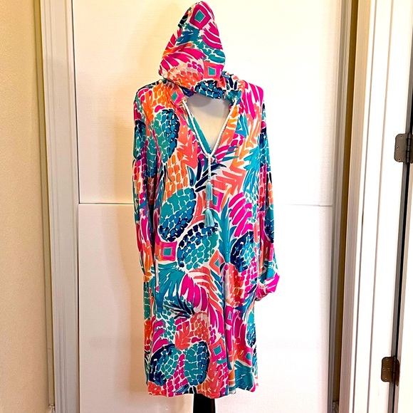 Cover Up Dress Lilly Pulitzer Rylie UPF 50 Hooded
Pockets Size XL Goobay Smash - Picture 2 of 13